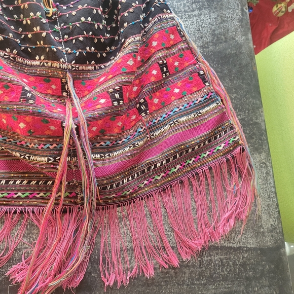 Elliot Mann Oversized Fringe Detail Boho Hippy bag with leather handle - Picture 4 of 14